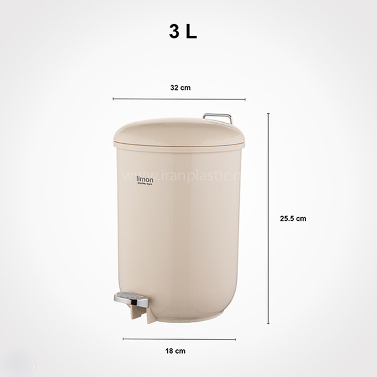سطل زباله پدالی گرد 3لیتری لیمون