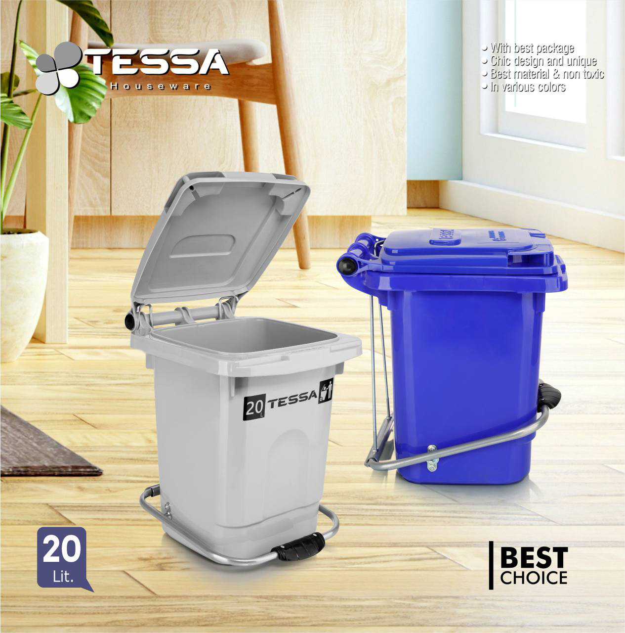 سطل زباله تسا مدل پدالی 20L