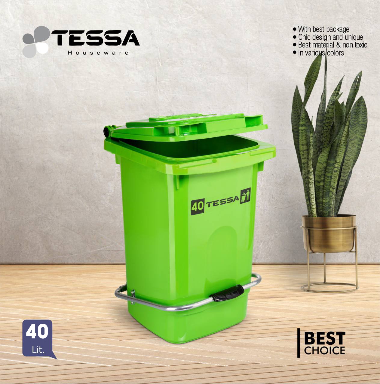 سطل زباله تسا مدل پدالی 40L